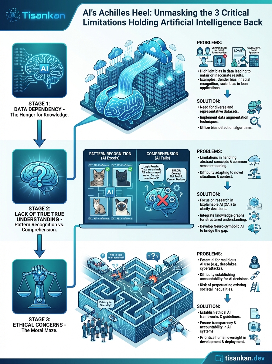 AI's Achilles Heel: Unmasking the 3 Critical Limitations Holding Artificial Intelligence Back 2 tisankan AI's Achilles Heel: Unmasking the 3 Critical Limitations Holding Artificial Intelligence Back Infographic