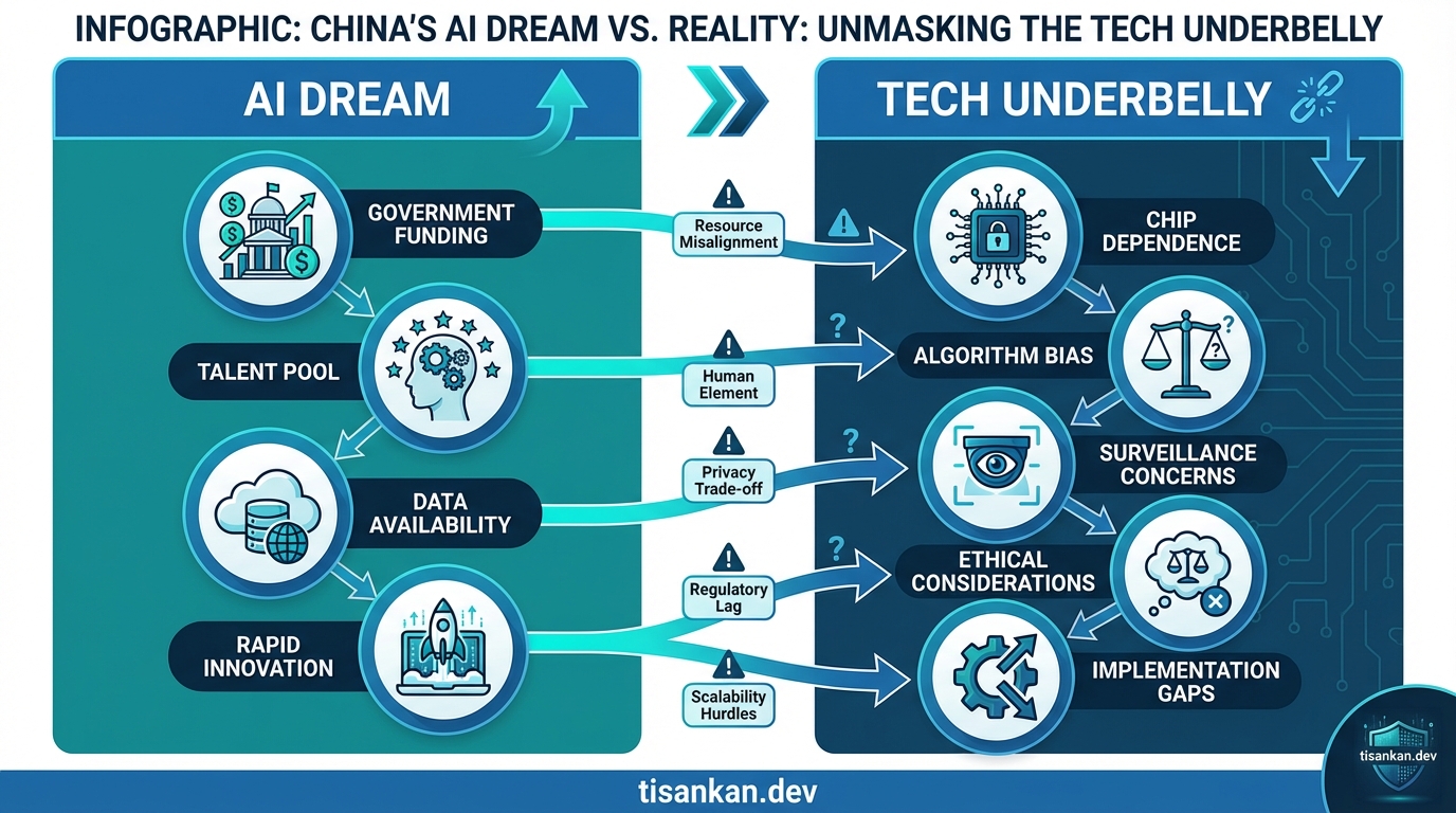 China AI Reality Check: Unveiling China's AI Dream vs. Reality: Unmasking the Tech Underbelly 2 tisankan China AI Reality Check Infographic