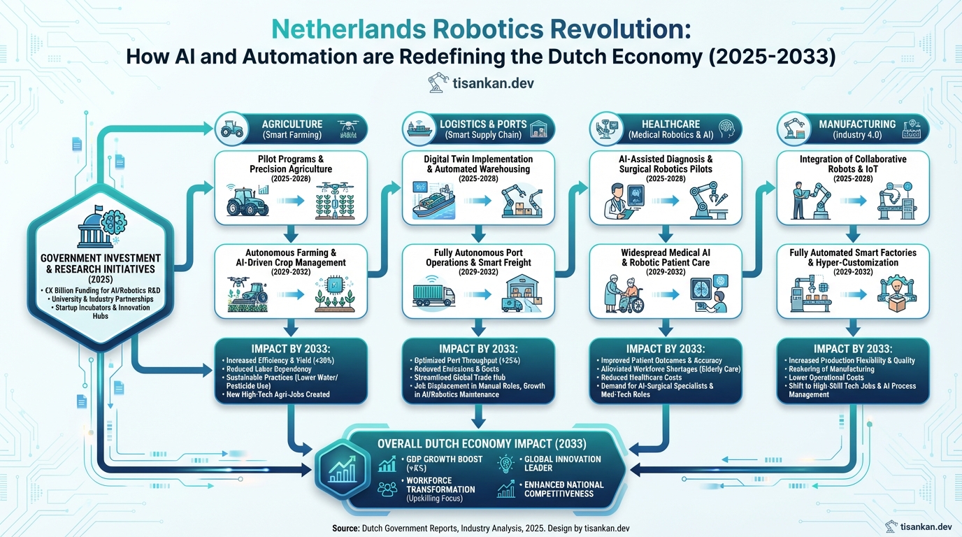 Dutch Robotics and AI: Explosive Netherlands Robotics Revolution: How AI & Automation Reshape the Dutch Economy (2025-2033) 2 tisankan Dutch Robotics and AI Infographic