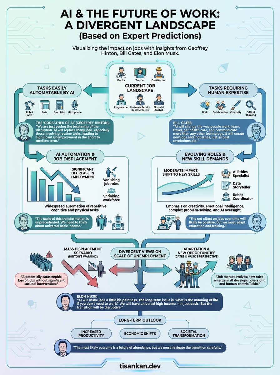 9 Critical Insights: ‘Godfather of AI’ says Bill Gates and Elon Musk are right about the future of work—but he predicts mass unemployment is on its way 2 tisankan ‘Godfather of AI’ says Bill Gates and Elon Musk are right about the future of work—but he predicts mass unemployment is on its way Infographic