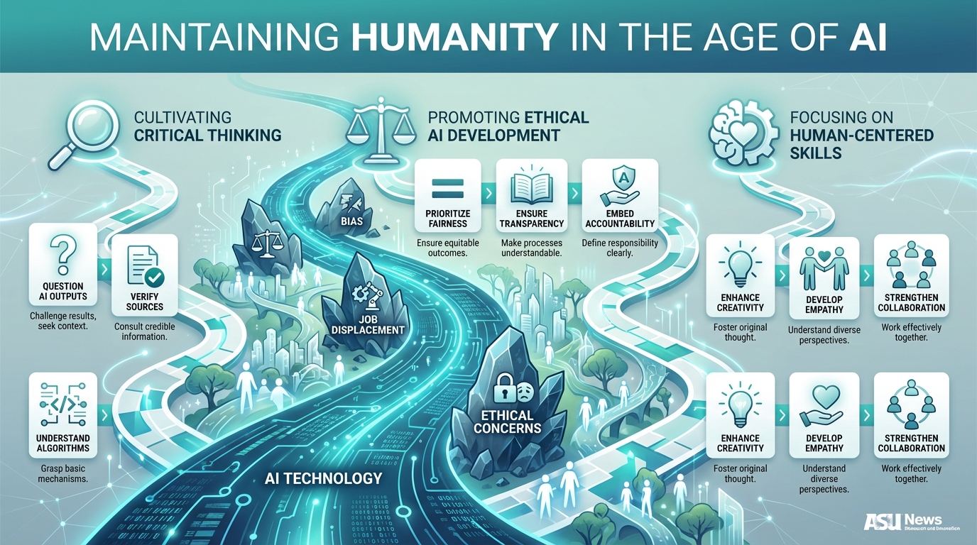 11 Essential Lessons on maintaining your humanity in the world of AI technology - ASU News: A Strategic Guide 2 tisankan Lessons on maintaining your humanity in the world of AI technology - ASU News Infographic