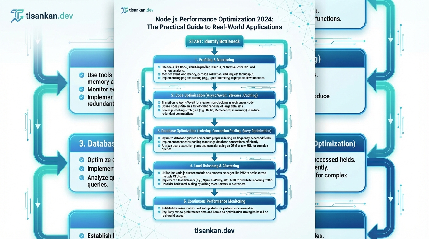 Insane Node.js Performance Optimization 2024: The Practical Guide to Real-World Applications - 7 Proven Steps 2 tisankan Node.js Performance Optimization 2024: The Practical Guide to Real-World Applications Infographic