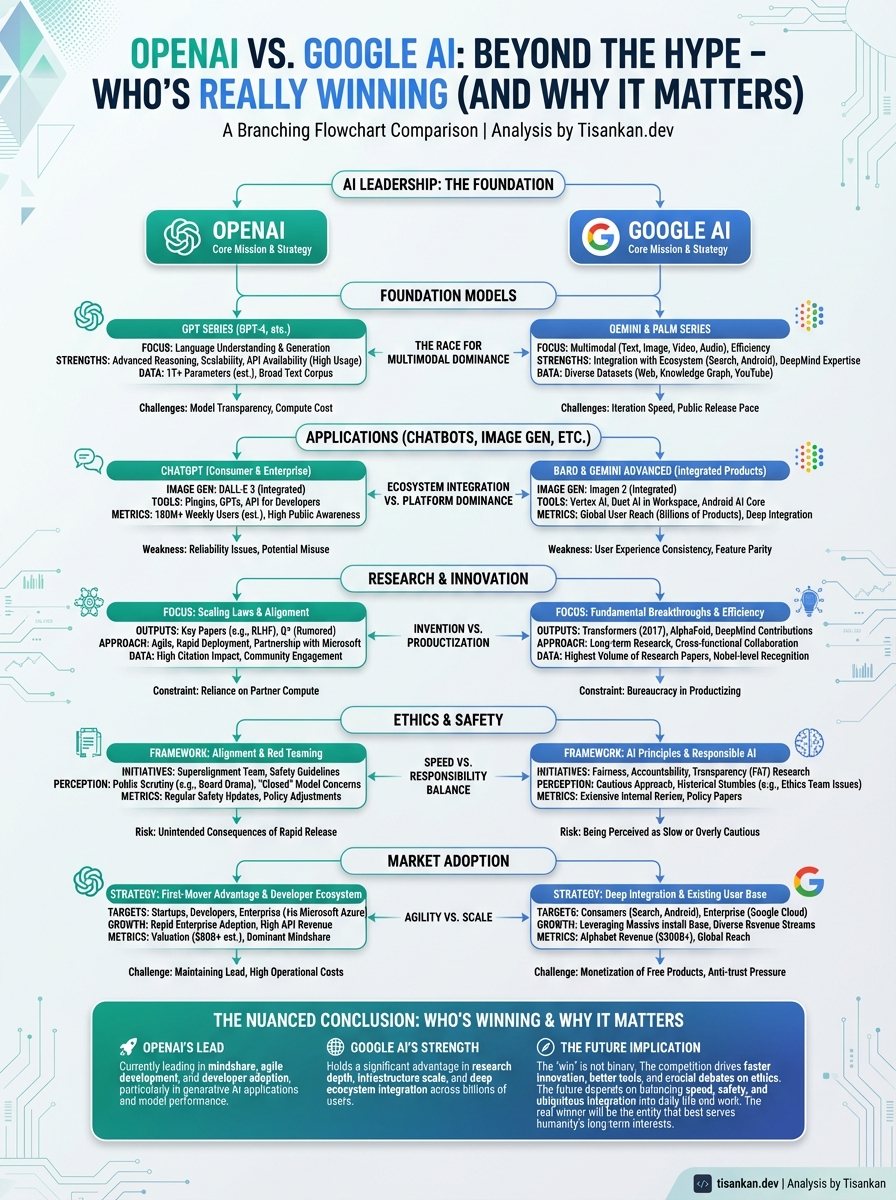 Ultimate OpenAI vs. Google AI: Beyond the Hype - Who's REALLY Winning (and Why It Matters) 2 tisankan OpenAI vs. Google AI: Beyond the Hype - Who's REALLY Winning (and Why It Matters) Infographic