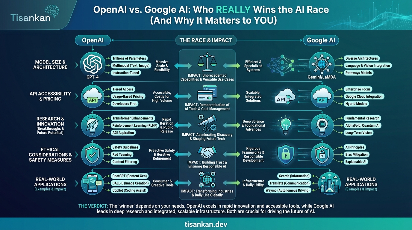 Epic OpenAI vs. Google AI: Who REALLY Wins the AI Race (And Why It Matters to YOU) Guide 2 tisankan OpenAI vs. Google AI: Who REALLY Wins the AI Race (And Why It Matters to YOU) Infographic