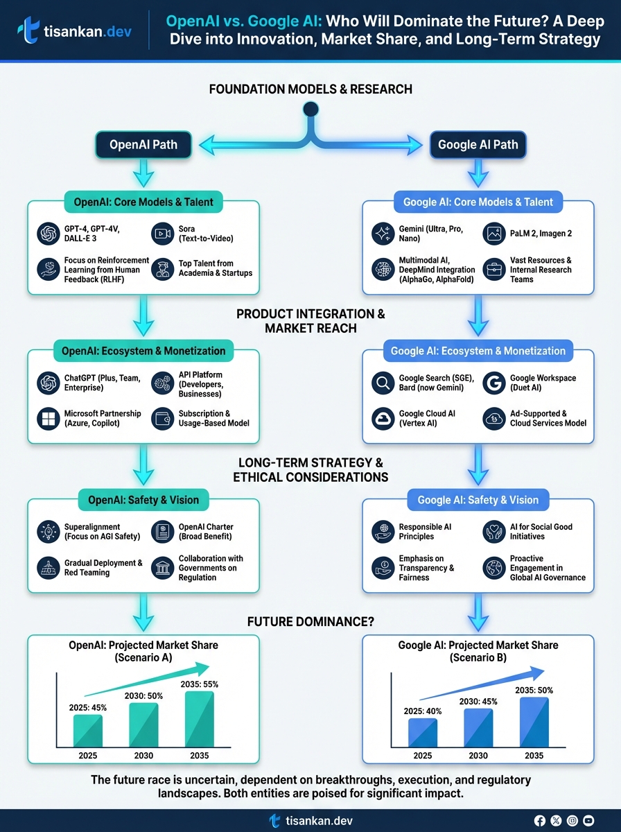 OpenAI vs. Google AI: Who Will Dominate the Future? A Deep Dive into Innovation, Market Share, and Long-Term Strategy: Epic OpenAI vs. Google AI: Who Will Dominate the Future? A Deep Dive Guide 2 tisankan OpenAI vs. Google AI: Who Will Dominate the Future? A Deep Dive into Innovation, Market Share, and Long-Term Strategy Infographic