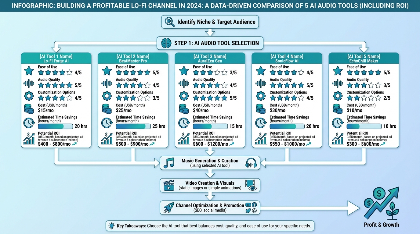 9 Essential Strategies for Building a Profitable Lo-Fi Channel in 2024: A Data-Driven AI Audio Tool Comparison 2 tisankan profitable lo-fi channel Infographic