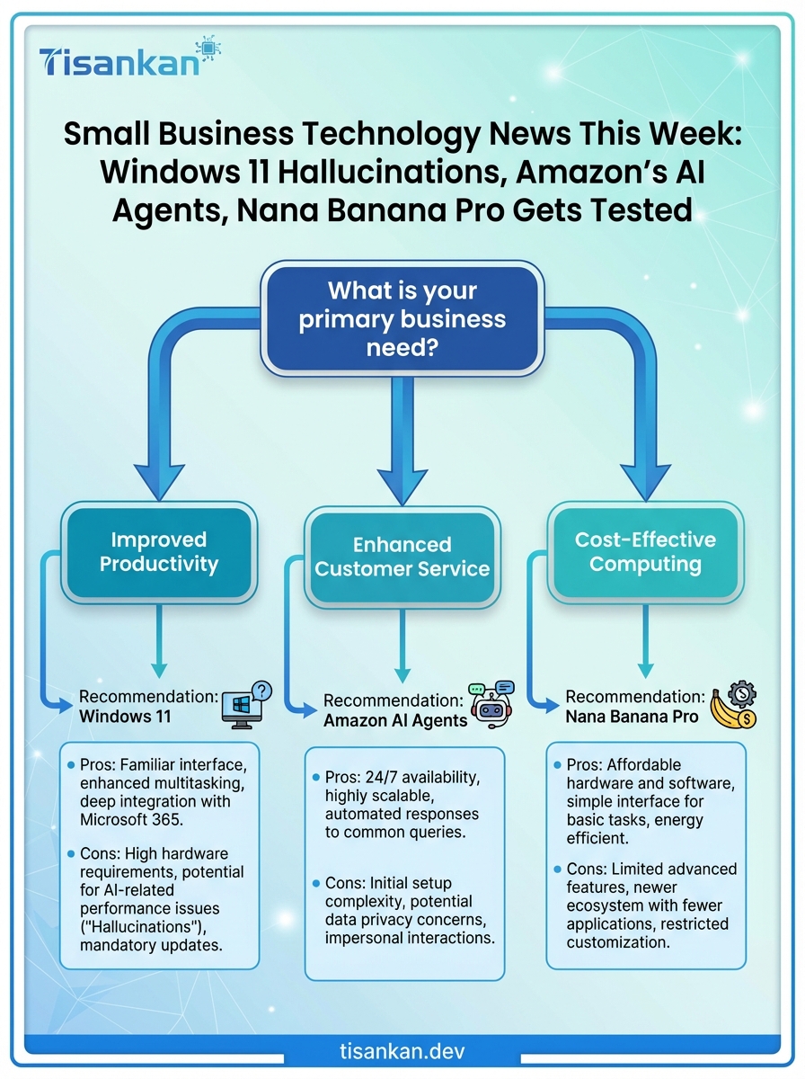 7 Urgent Updates: Small Business Technology News This Week: Windows 11 Hallucinations, Amazon's AI Agents, Nana Banana Pro Gets Tested 2 tisankan Small Business Technology News This Week: Windows 11 Hallucinations, Amazon’s AI Agents, Nana Banana Pro Gets Tested Infographic