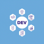 A collage showcasing various icons representing coding languages and developer tools, highlighting the Top DEV Community Posts.